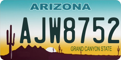 AZ license plate AJW8752