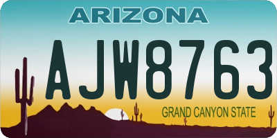 AZ license plate AJW8763