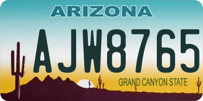 AZ license plate AJW8765
