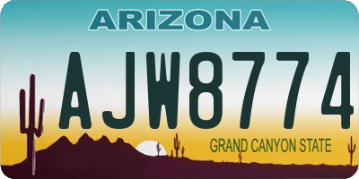 AZ license plate AJW8774