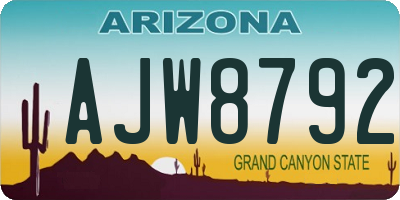 AZ license plate AJW8792