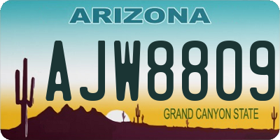 AZ license plate AJW8809