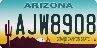 AZ license plate AJW8908