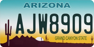 AZ license plate AJW8909