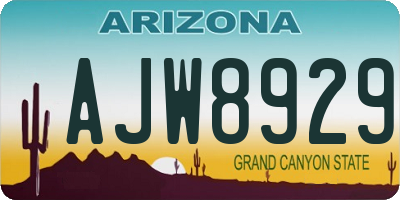 AZ license plate AJW8929