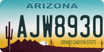 AZ license plate AJW8930