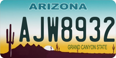 AZ license plate AJW8932