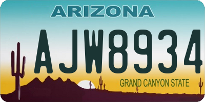 AZ license plate AJW8934