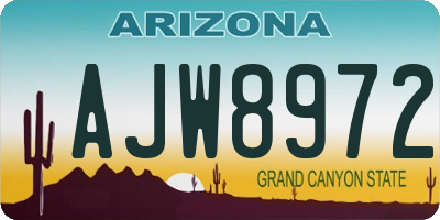 AZ license plate AJW8972