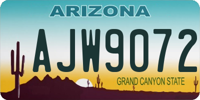 AZ license plate AJW9072