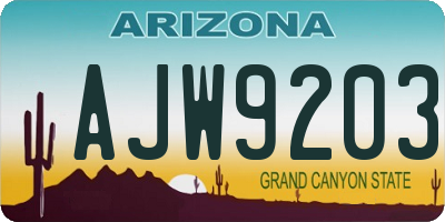 AZ license plate AJW9203