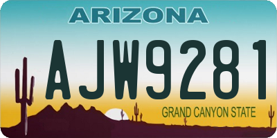 AZ license plate AJW9281