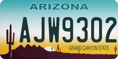 AZ license plate AJW9302