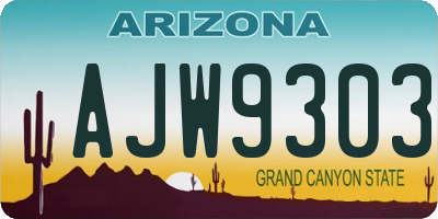 AZ license plate AJW9303