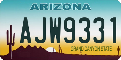 AZ license plate AJW9331