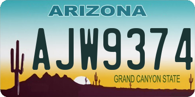 AZ license plate AJW9374