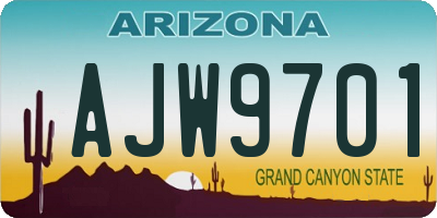 AZ license plate AJW9701
