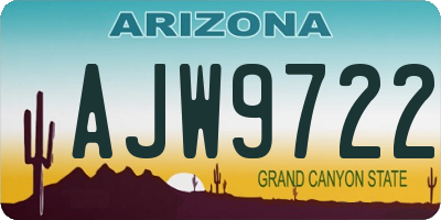 AZ license plate AJW9722
