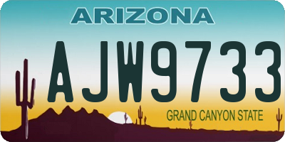 AZ license plate AJW9733