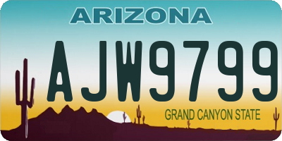 AZ license plate AJW9799