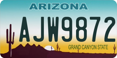AZ license plate AJW9872