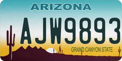 AZ license plate AJW9893