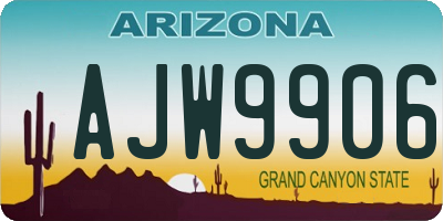 AZ license plate AJW9906