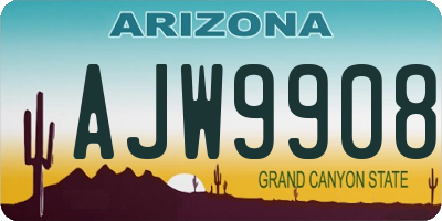 AZ license plate AJW9908