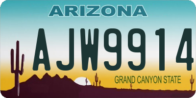 AZ license plate AJW9914