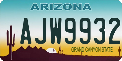 AZ license plate AJW9932