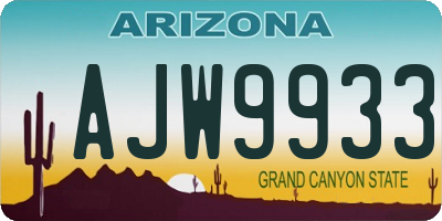 AZ license plate AJW9933
