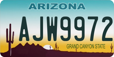 AZ license plate AJW9972