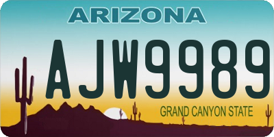 AZ license plate AJW9989