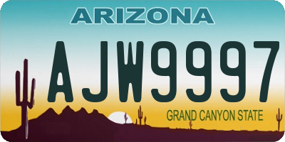 AZ license plate AJW9997