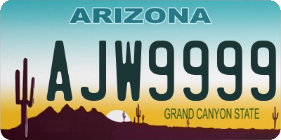 AZ license plate AJW9999