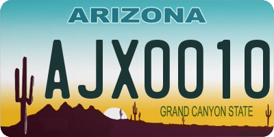 AZ license plate AJX0010
