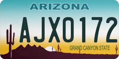 AZ license plate AJX0172