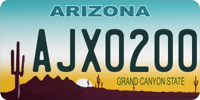 AZ license plate AJX0200