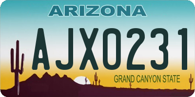 AZ license plate AJX0231