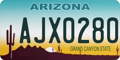 AZ license plate AJX0280