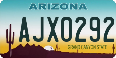 AZ license plate AJX0292