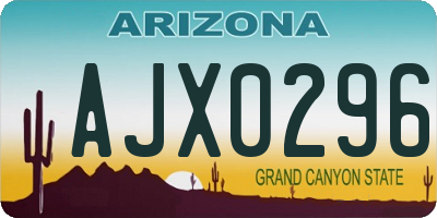 AZ license plate AJX0296