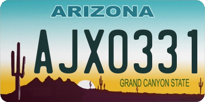 AZ license plate AJX0331