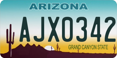 AZ license plate AJX0342