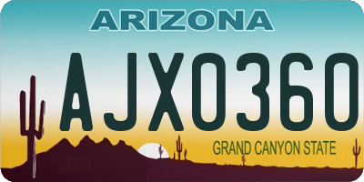 AZ license plate AJX0360