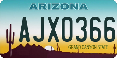 AZ license plate AJX0366