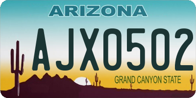 AZ license plate AJX0502
