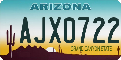 AZ license plate AJX0722