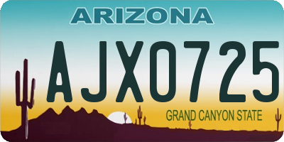 AZ license plate AJX0725