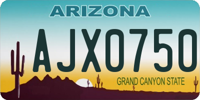 AZ license plate AJX0750